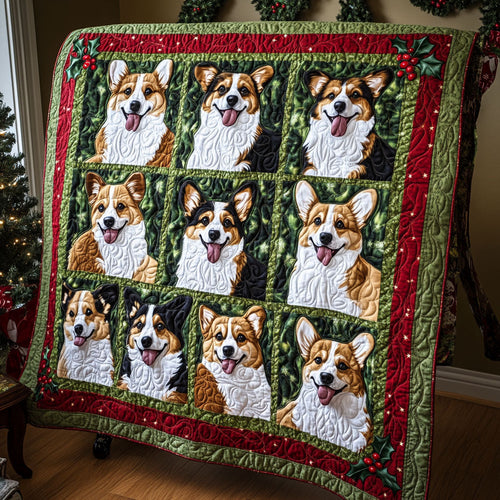 Holiday Corgi Joy Quilted Blanket NCU0PT2085