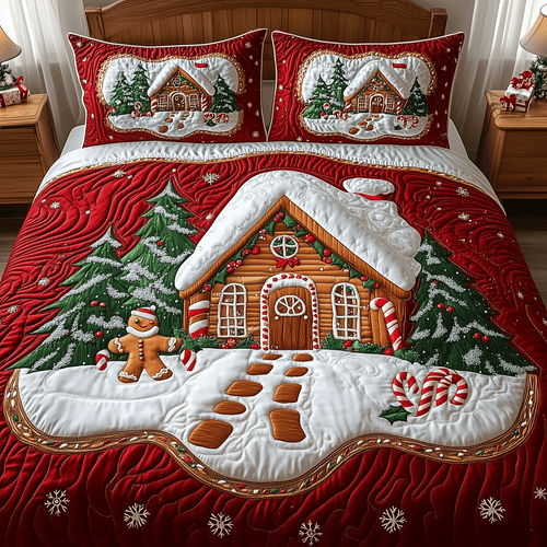 Holiday Cottage Charm 3-Piece Quilted Bedding Set NCU0TH2220