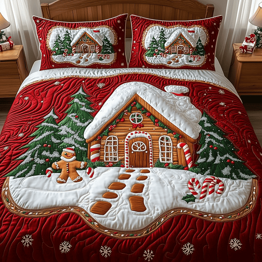 Holiday Cottage Charm 3-Piece Quilted Bedding Set NCU0TH2220