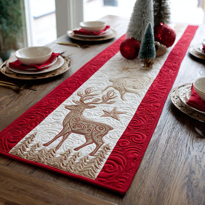Holiday Deer Quilted Table Runner NCU0PTT1397