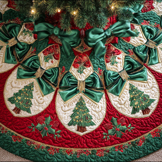 Holiday Frost Gleam Christmas Quilted Tree Skirt NCU0NTD751