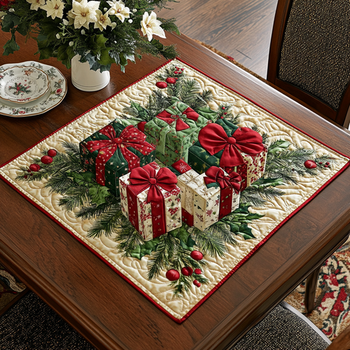 Holiday Gifts Quilted Table Topper NCU0DDK1140