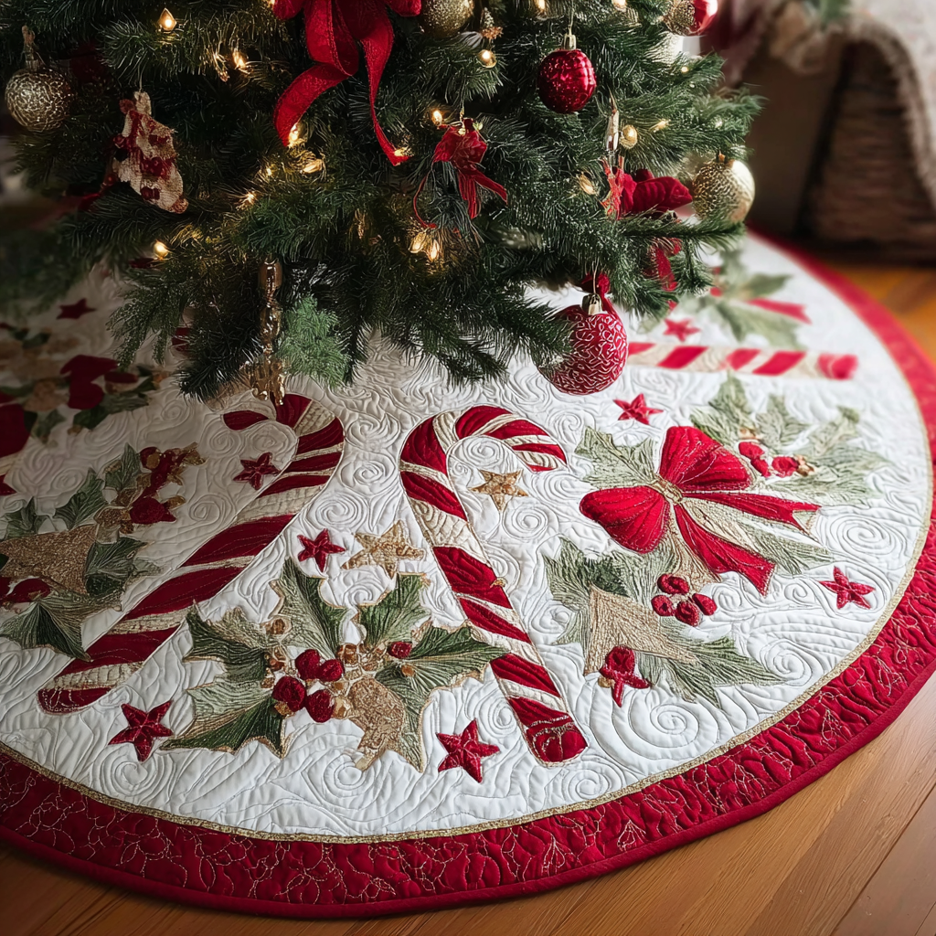 Holiday Glow Christmas Quilted Tree Skirt NCU0DDK1741
