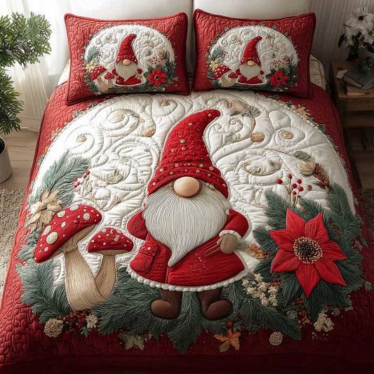 Holiday Gnome Warmth 3-Piece Quilted Bedding Set NCU0HTT113