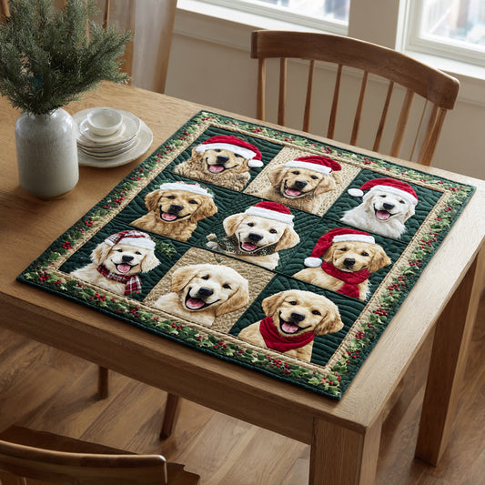 Holiday Golden Retrievers Quilted Table Topper NCU0HNH130