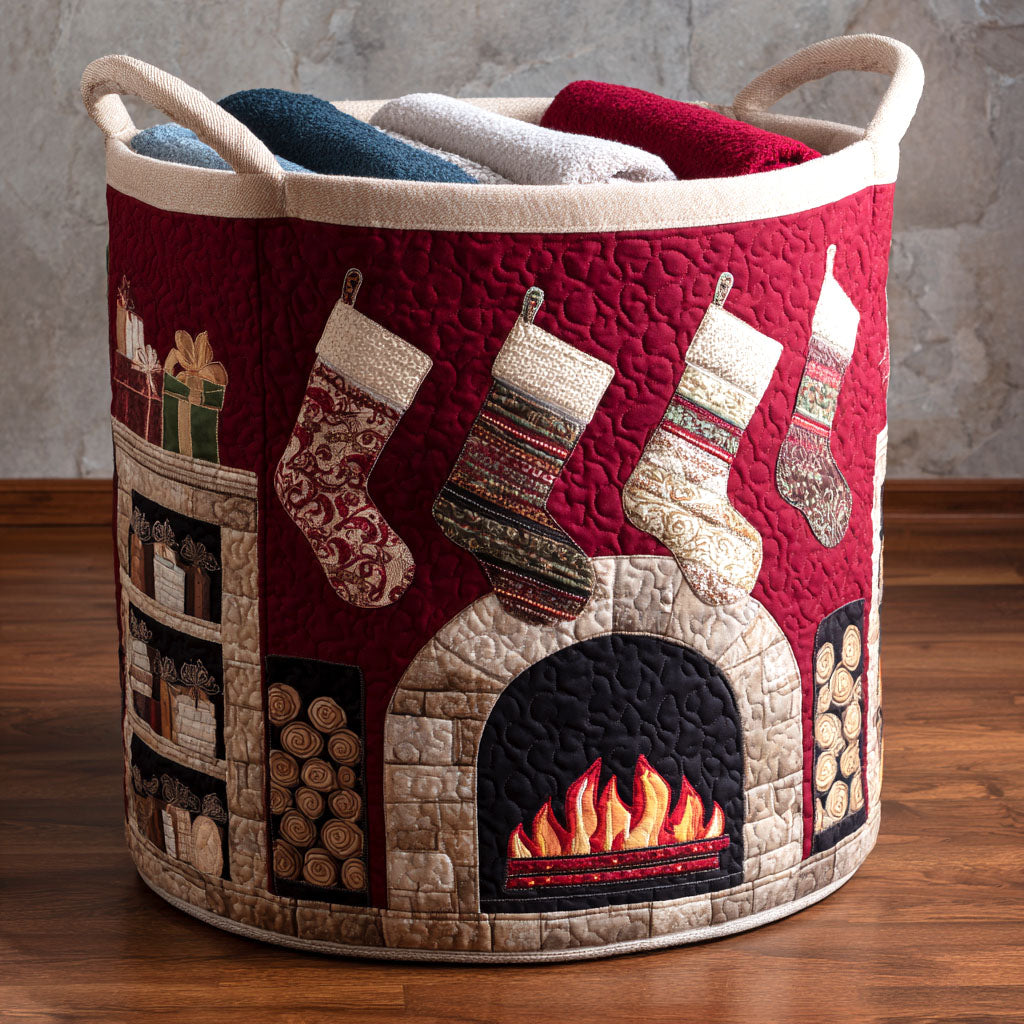 Holiday Hearth Quilted Laundry Basket NCU0NTV769