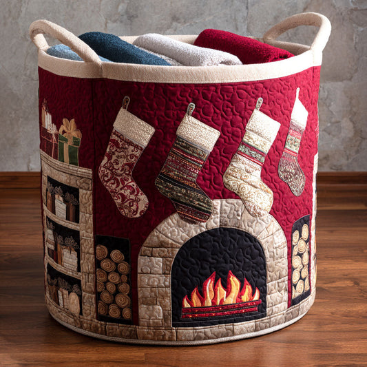 Holiday Hearth Quilted Laundry Basket NCU0NTV769