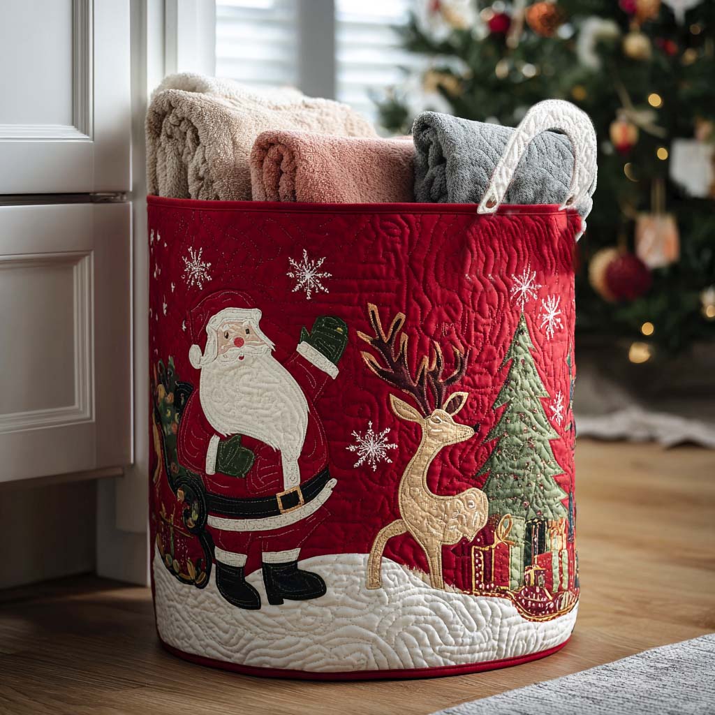 Holiday Hearth Quilted Laundry Basket NCU0PTT1577