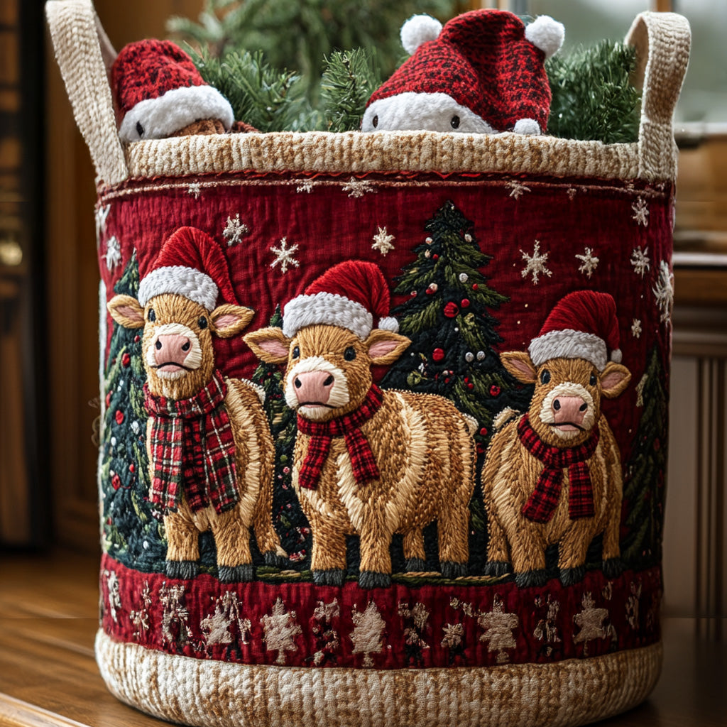 Holiday Hooves Quilted Laundry Basket NCU0DV966