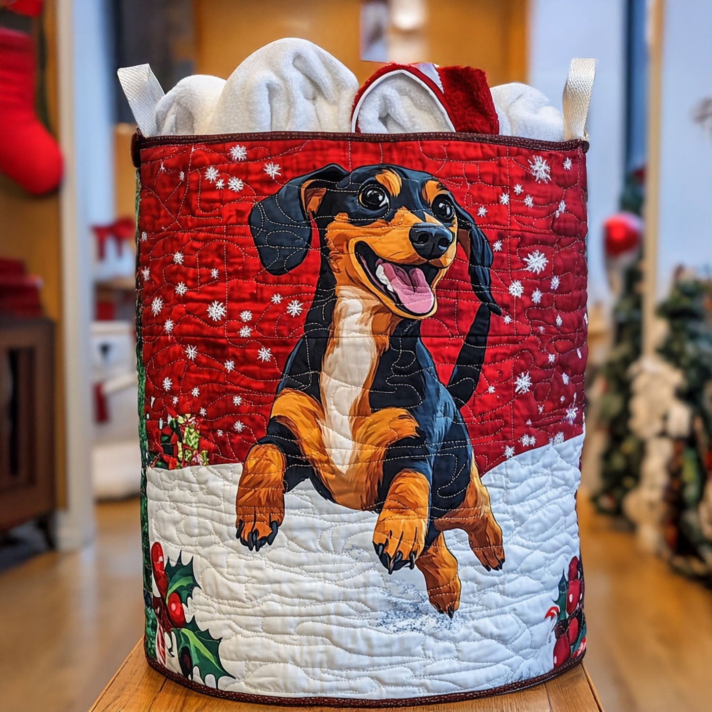 Holiday Hound Magic Quilted Laundry Basket NCU0PTT1444