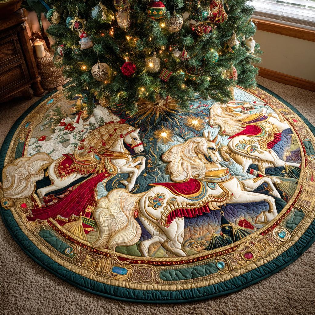 Holiday Meadow Ride Christmas Quilted Tree Skirt NCU0NTD793