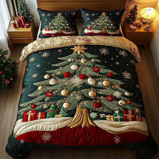 Holiday Pine Charm 3-Piece Quilted Bedding Set NCU0DDK061