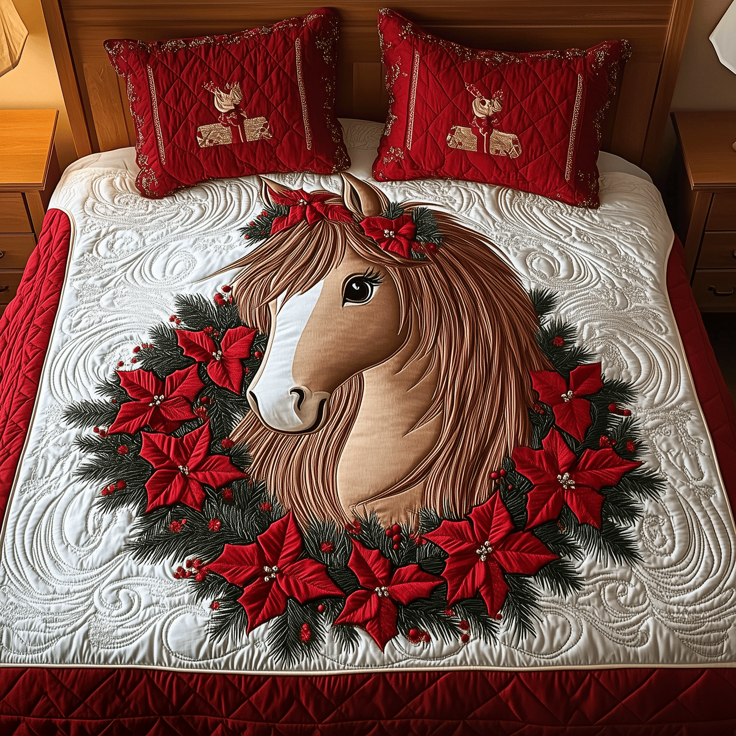 Holiday Pony Bliss 3-Piece Quilted Bedding Set NCU0TH2201