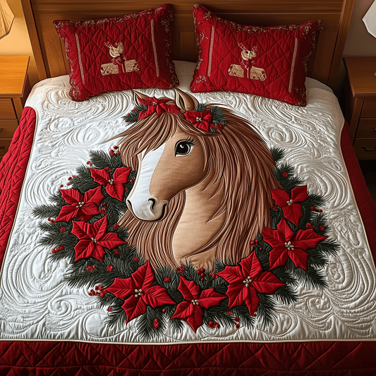 Holiday Pony Bliss 3-Piece Quilted Bedding Set NCU0TH2201