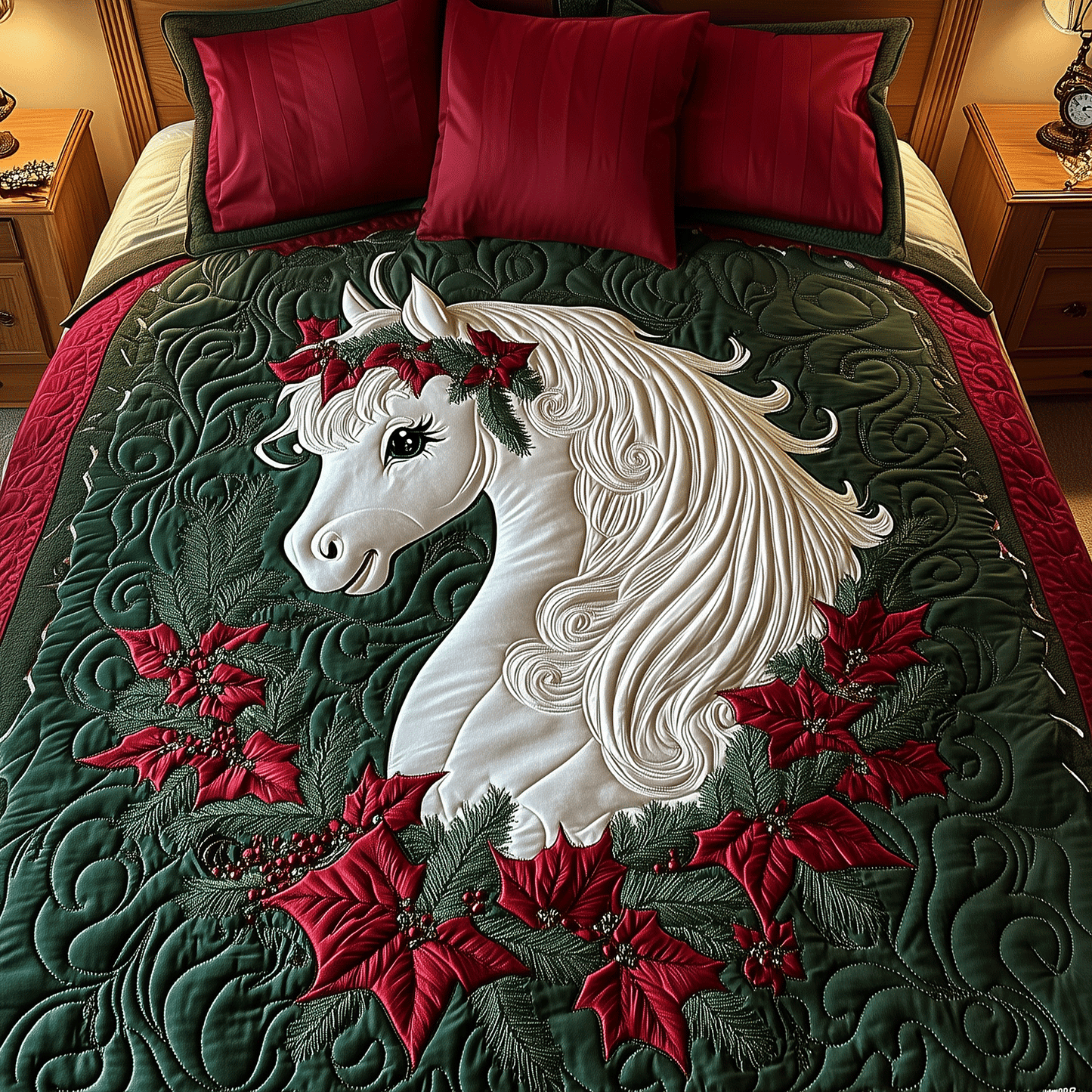 Holiday Pony Delight 3-Piece Quilted Bedding Set NCU0TH2200