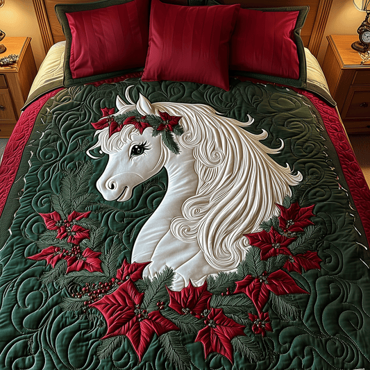 Holiday Pony Delight 3-Piece Quilted Bedding Set NCU0TH2200
