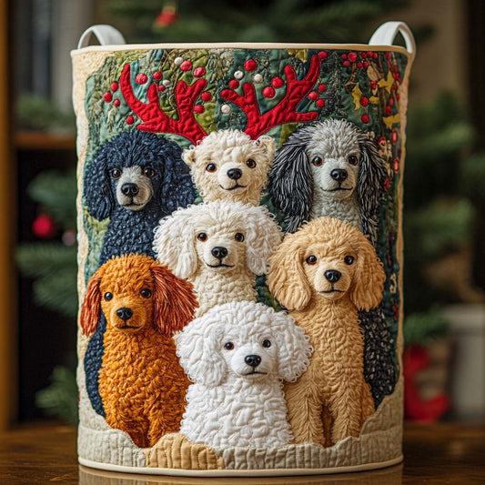 Holiday Poodle Family Quilted Laundry Basket NCU0NXD667