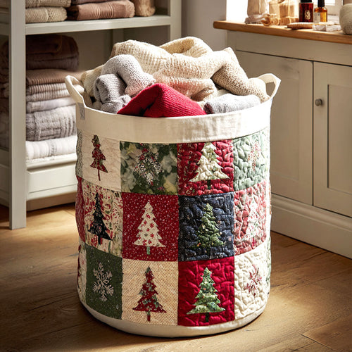 Holiday Quilt Pines Quilted Laundry Basket NCU0NTV124