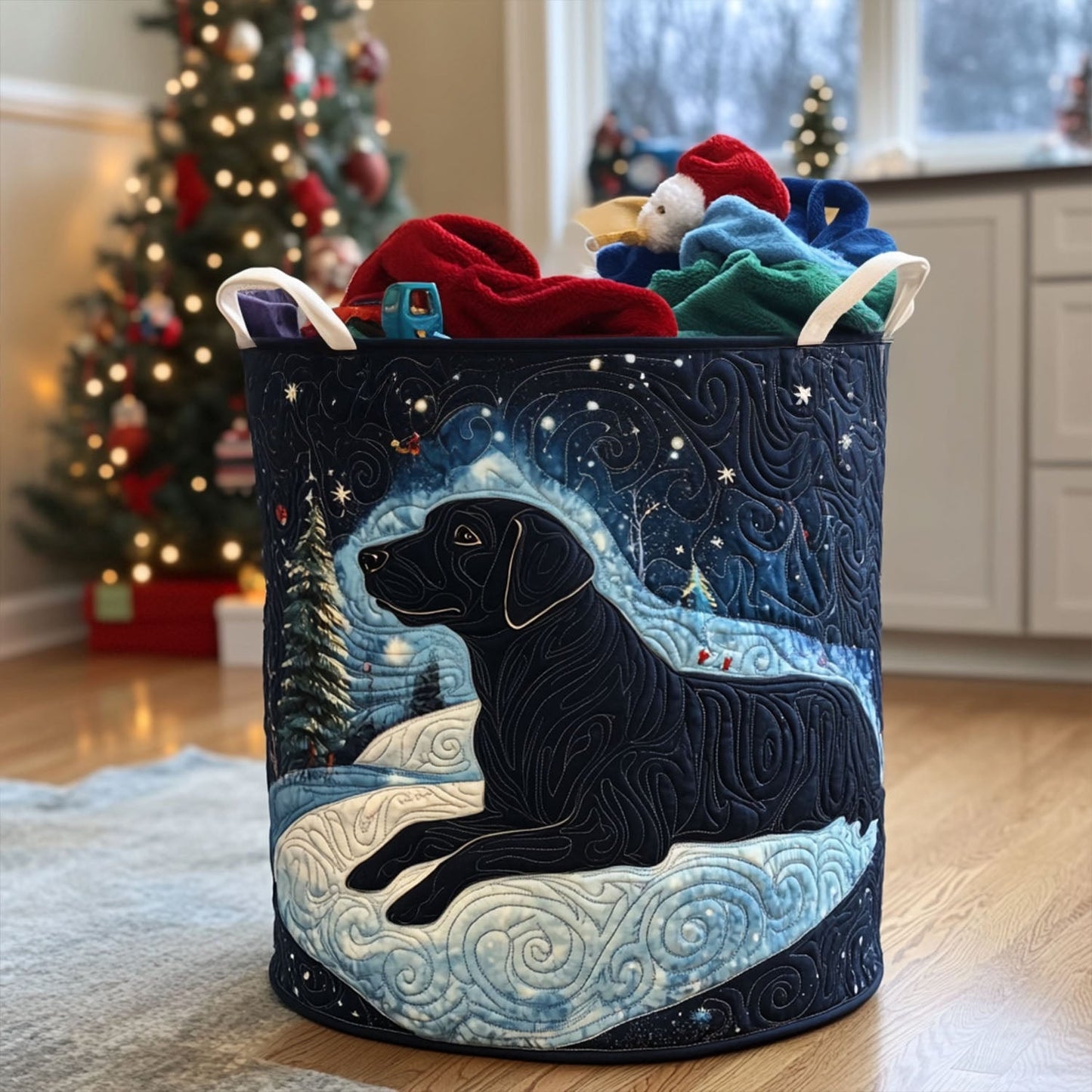 Holiday Retriever Quilted Laundry Basket NCU0PTT1445