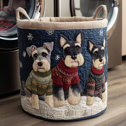 Holiday Schnauzer Trio Quilted Laundry Basket NCU0HNH531