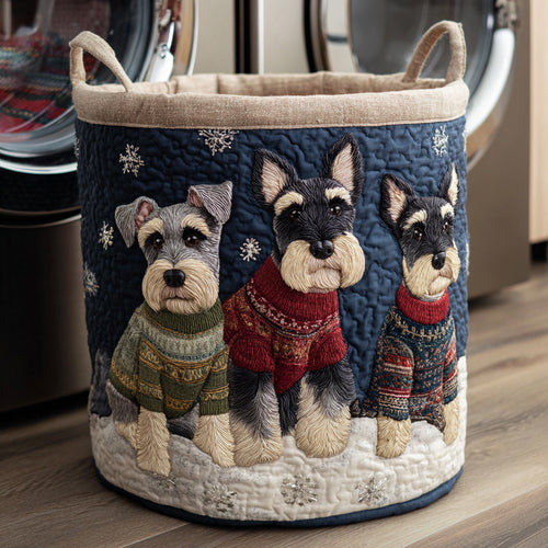 Holiday Schnauzer Trio Quilted Laundry Basket NCU0HNH531