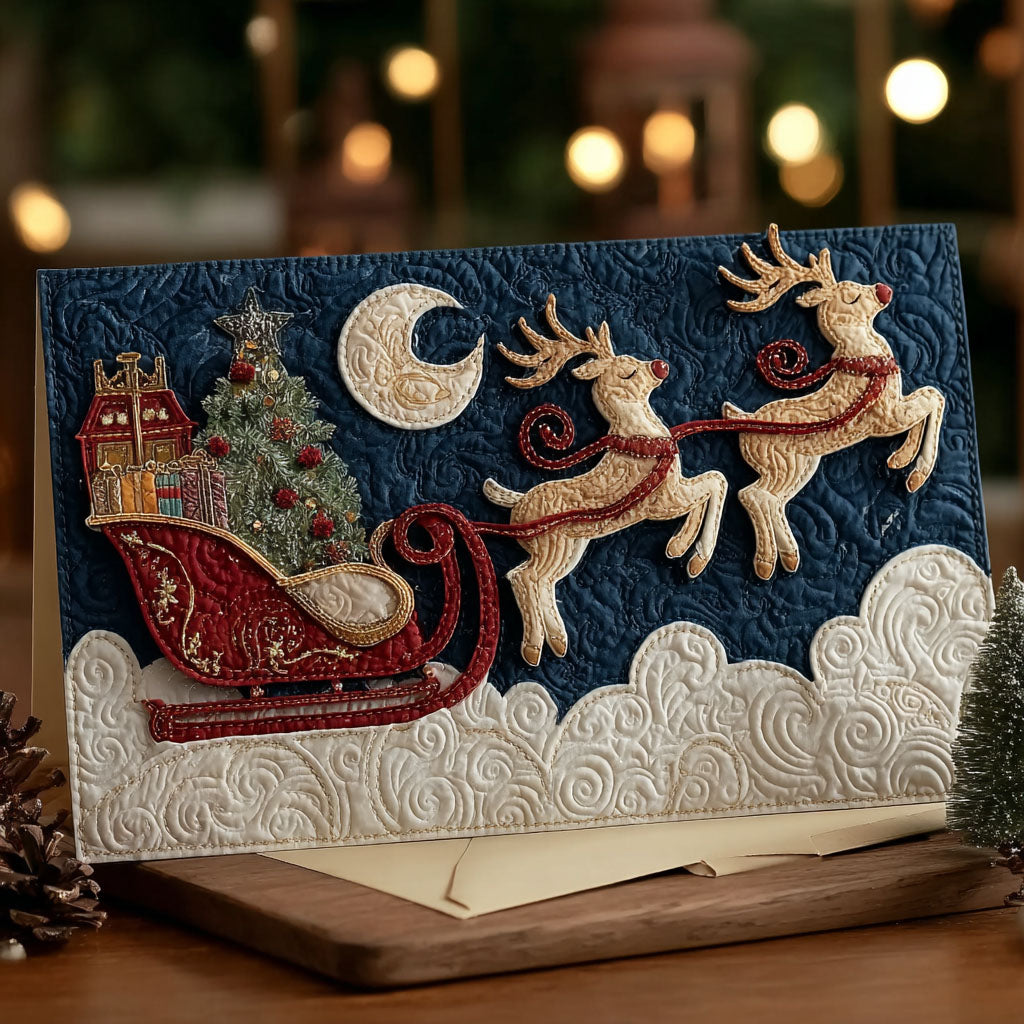 Holiday Skyline Ride Quilted Fabric Postcard NCU0PTT2351