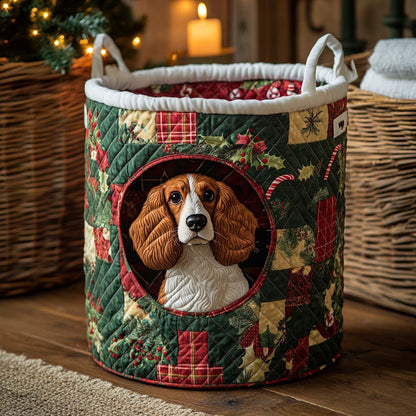 Holiday Spaniel Quilted Laundry Basket NCU0NXD174
