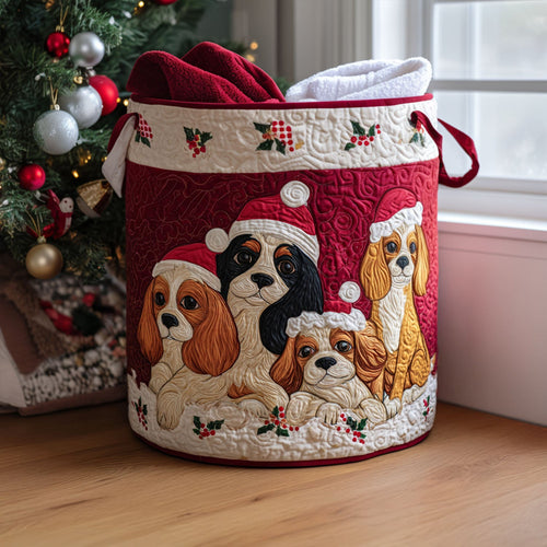 Holiday Spaniel Quilted Laundry Basket NCU0PTT1446