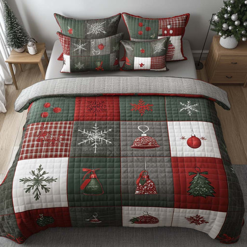 Holiday Sparkle 3-Piece Quilted Bedding Set NCU0PTT1557