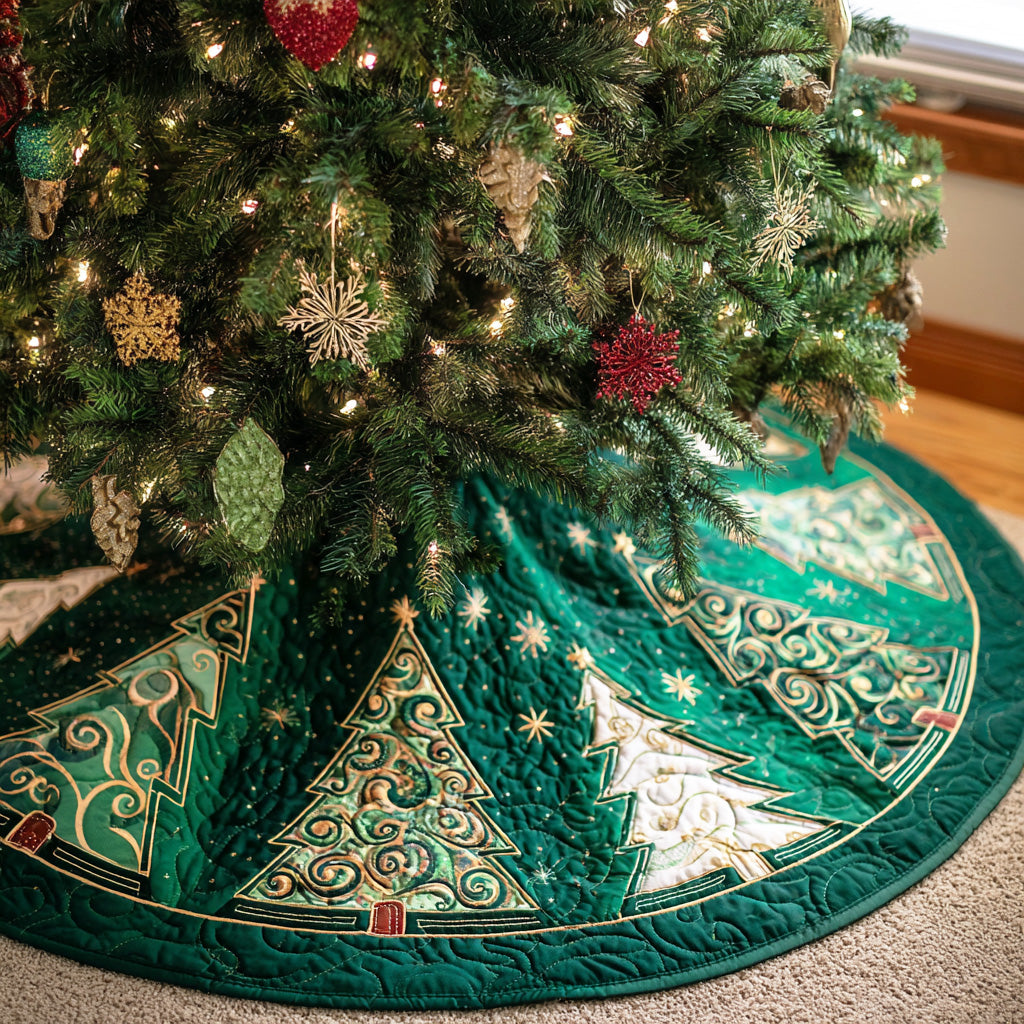 Holiday Spruce Christmas Quilted Tree Skirt NCU0NTD1213