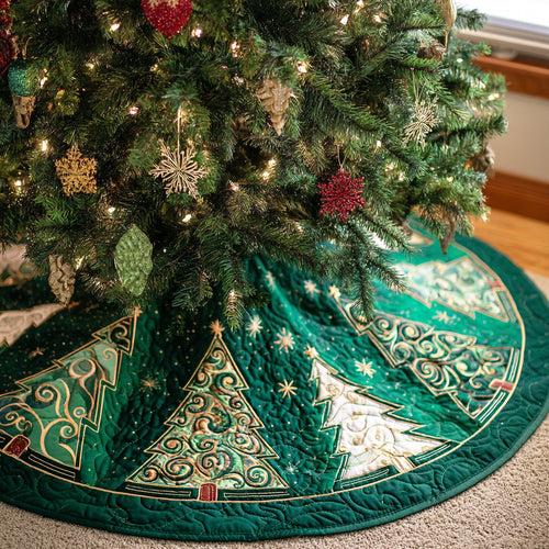 Holiday Spruce Christmas Quilted Tree Skirt NCU0NTD1213