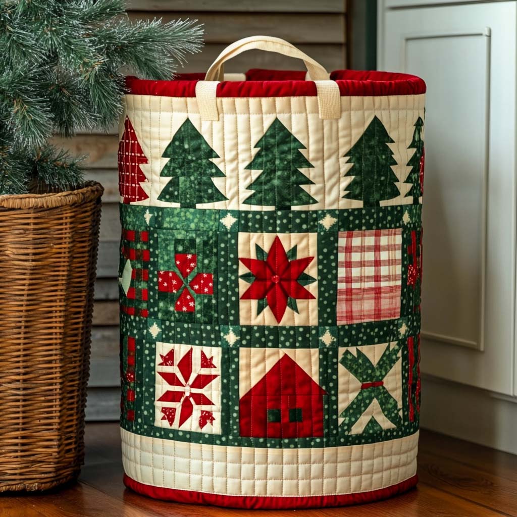Holiday Star Quilted Laundry Basket NCU0NXD220