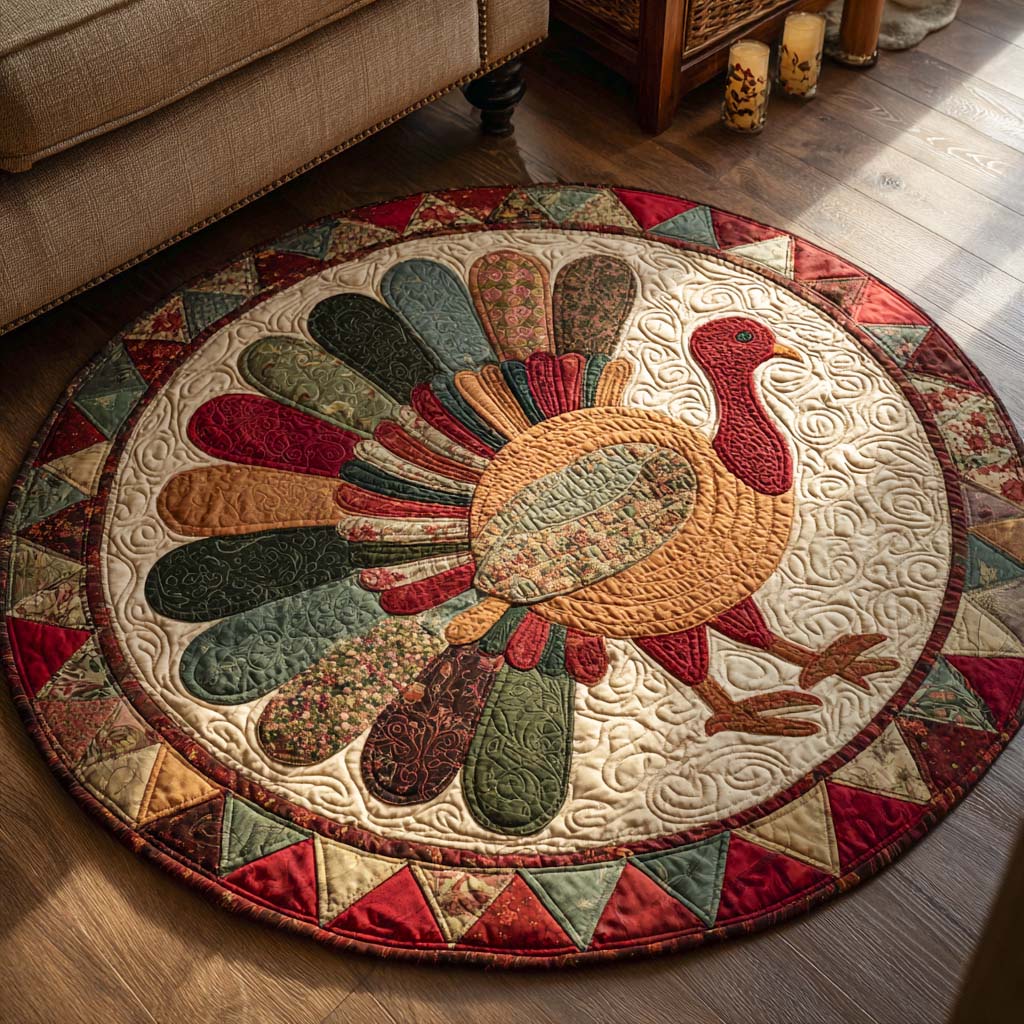Holiday Turkey Quilted Round Mat NCU0NNT1891