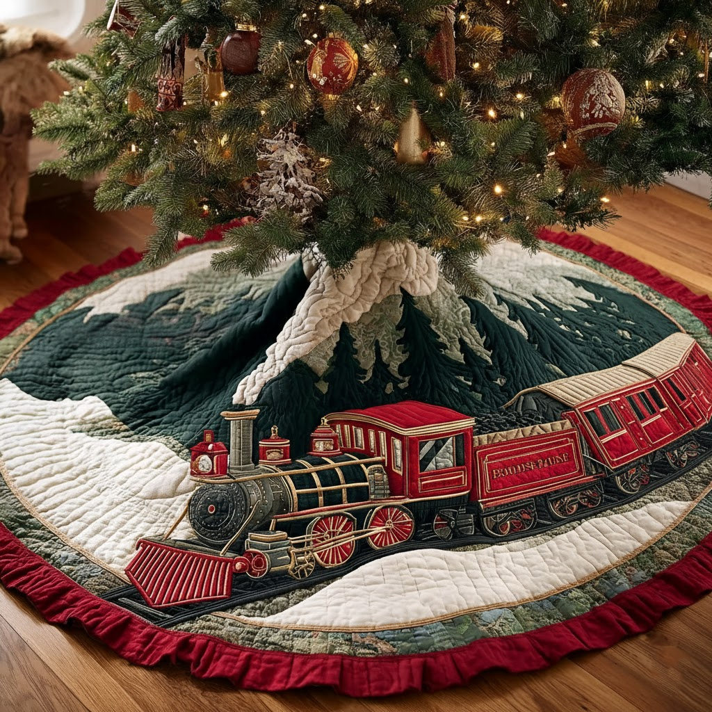 Holiday Voyage Christmas Quilted Tree Skirt NCU0DDK1757
