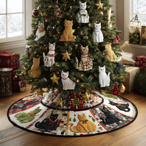 Holiday Whiskers Christmas Quilted Tree Skirt NCU0DV1329