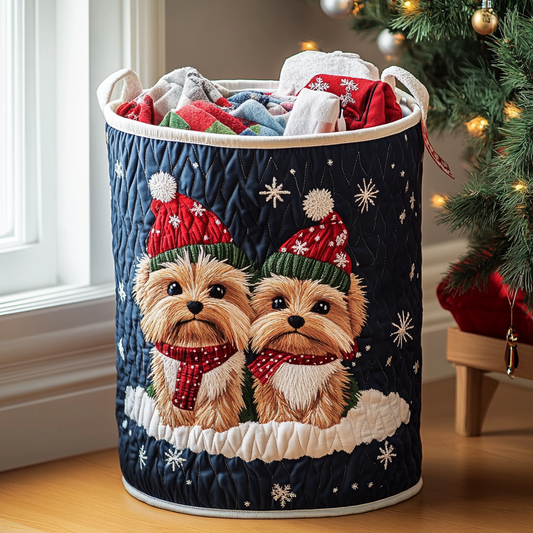 Holiday Whiskers Quilted Laundry Basket NCU0DDK1373