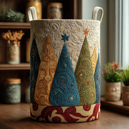 Holiday Woods Quilted Laundry Basket NCU0DDK1235