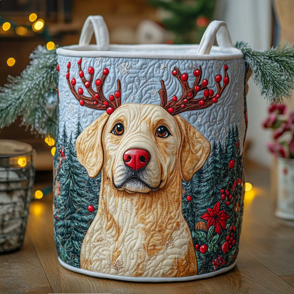 Holly Antler Quilted Laundry Basket NCU0NXD735