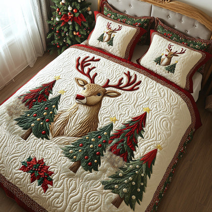 Holly Antlers 3-Piece Quilted Bedding Set NCU0DV1012