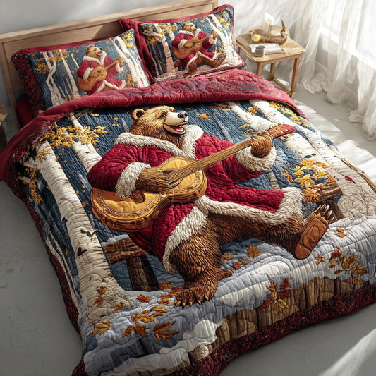 Holly Berry Bear 3-Piece Quilted Bedding Set NCU0NTD885