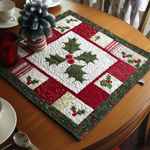 Holly Berry Glow Quilted Table Topper NCU0PTT1249