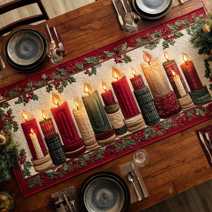 Holly Candle Light Quilted Table Runner NCU0HNH409