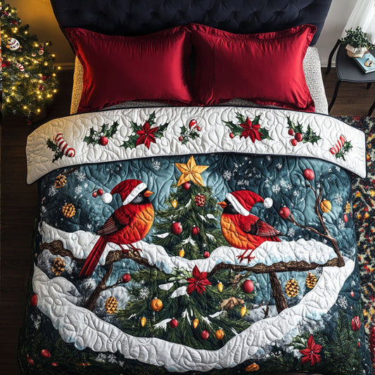 Holly Cardinal 3-Piece Quilted Bedding Set NCU0PTT1350