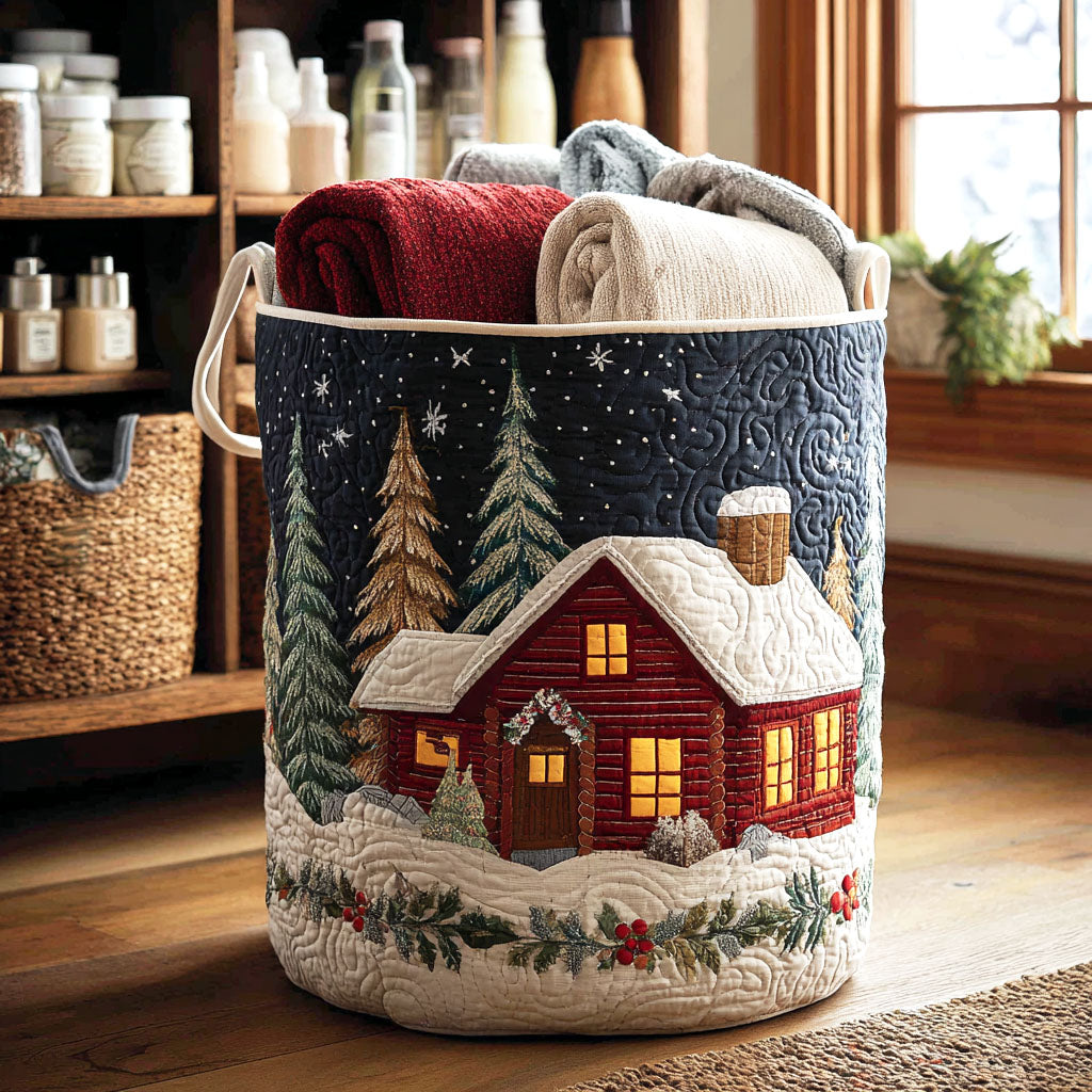 Holly Cottage Quilted Laundry Basket NCU0NTV593