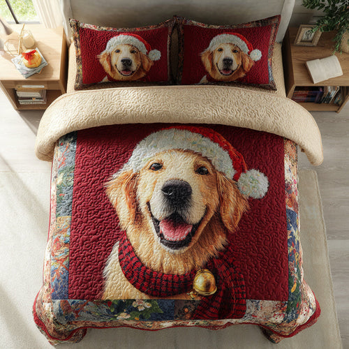 Holly Golden Retriever 3-Piece Quilted Bedding Set NCU0HNH292