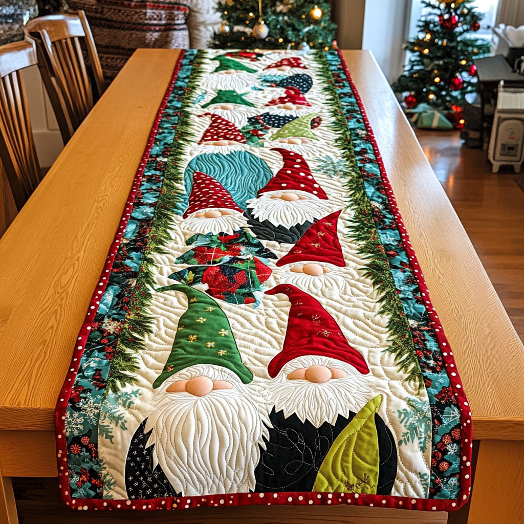 Holly Jolly Elves Quilted Table Runner NCU0PT1147