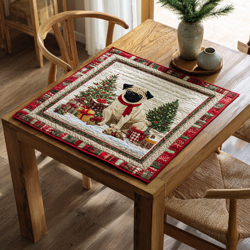 Holly Jolly Pug Quilted Table Topper NCU0HNH213