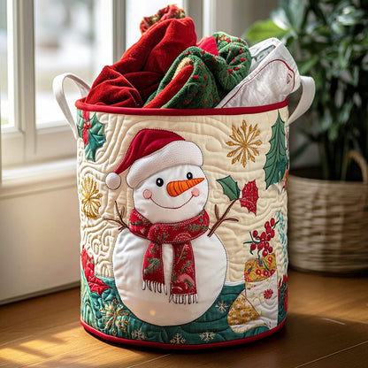 Holly Jolly Snowman Quilted Laundry Basket NCU0DV825