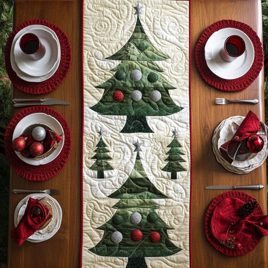 Holly Jolly Tree Quilted Table Runner NCU0PTT1362