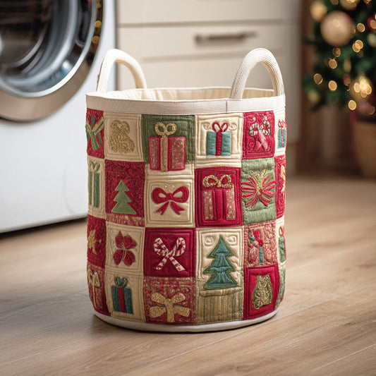 Holly Night Glow Quilted Laundry Basket NCU0NTD1006